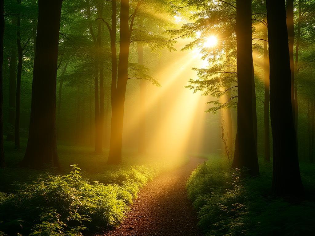Forêt d’Orléans éclairée par le soleil.